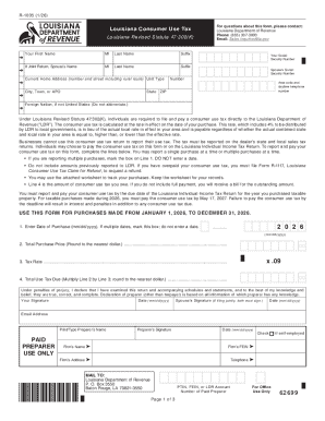Louisiana Consumer Use Tax Form R-1035