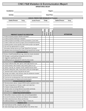 F&B Visitation and Communication Report