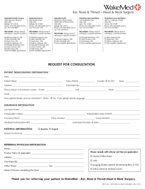 ENT Head and Neck Surgery Consultation Request