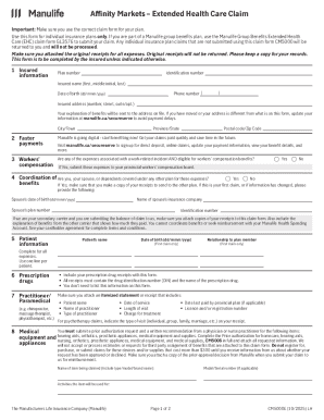 Manulife Extended Health Care Claim Form