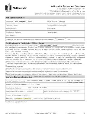 Public Safety Officer Health Insurance Withdrawal Form