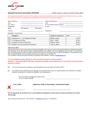 Swiss Cycling Daily License Application 2024/2025