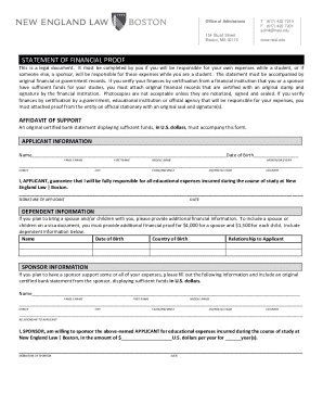 Statement of Financial Proof