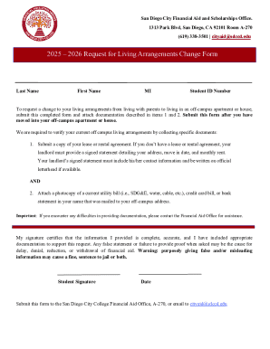 2025-2026 Request for Living Arrangements Change Form