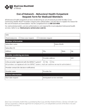 Out-of-Network Behavioral Health Request Form
