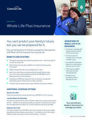 Whole Life Plus Insurance Policy