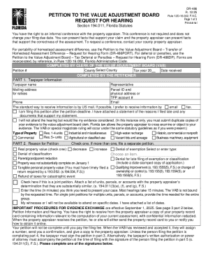 Petition to Value Adjustment Board - Request for Hearing