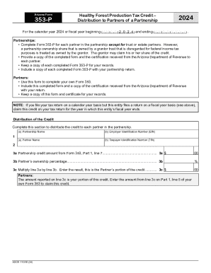 Arizona Form 353-P Healthy Forest Production Tax Credit