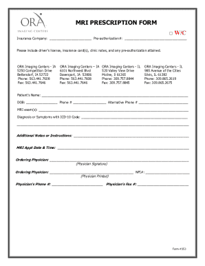MRI Prescription Form