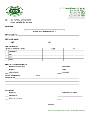 Payroll Change Notice Form