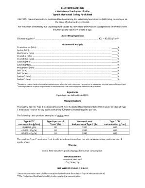 Type B Medicated Turkey Poult Feed Label