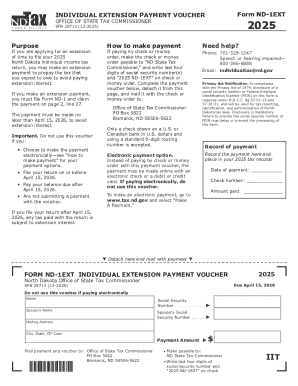 North Dakota Individual Income Tax Extension Payment Voucher