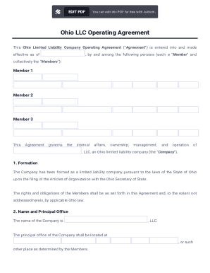 Ohio LLC Operating Agreement