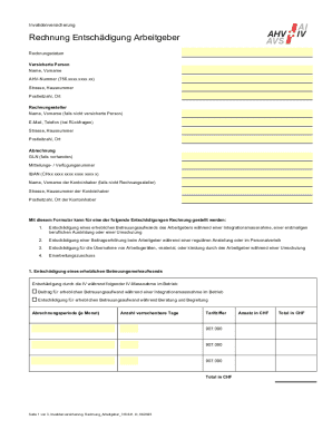 Swiss Disability Insurance Employer Compensation Invoice
