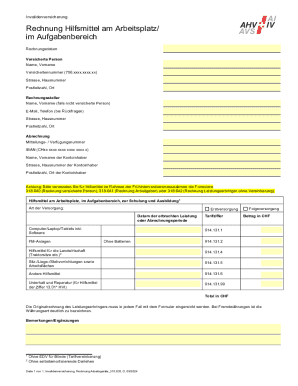 Swiss Disability Insurance Workplace Equipment Invoice
