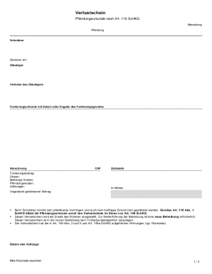 Swiss Loss Certificate for Debt Collection