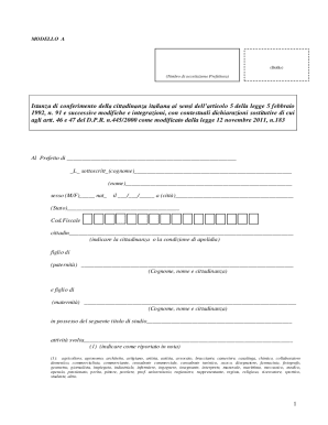 Italian Citizenship Application Form
