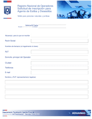 Chile Customs Stevedoring Agent Registration Form