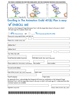 Animation Guild 401(k) Enrollment Form