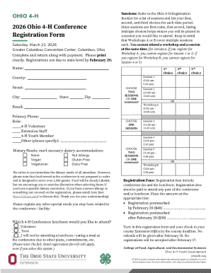Ohio 4-H Conference Registration Form