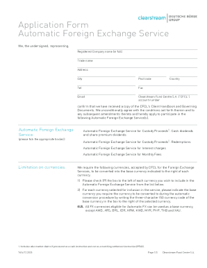 Automatic Foreign Exchange Service Application Form
