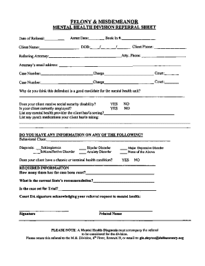 Mental Health Division Referral Sheet