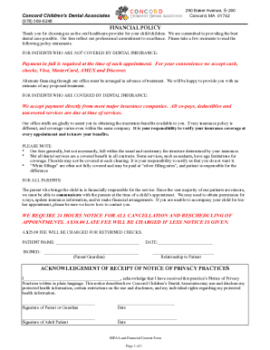 Concord Children's Dental Financial Policy