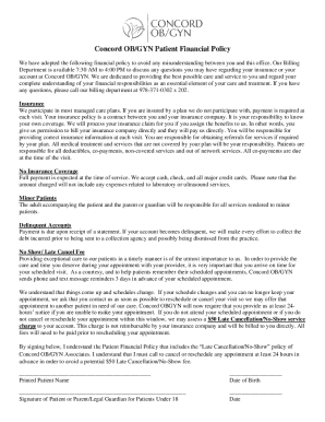 Concord OB/GYN Patient Financial Policy