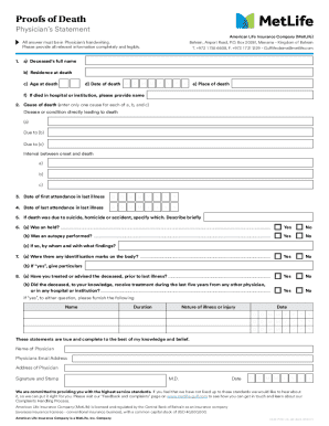 Physician's Statement of Death