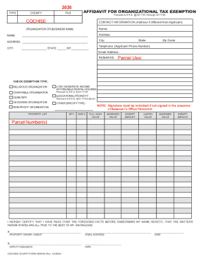 Arizona Organizational Tax Exemption Affidavit