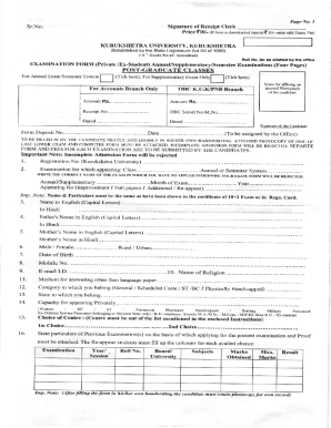 Kurukshetra University Examination Form