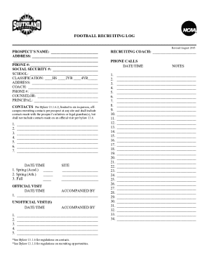 Football Recruiting Log Form