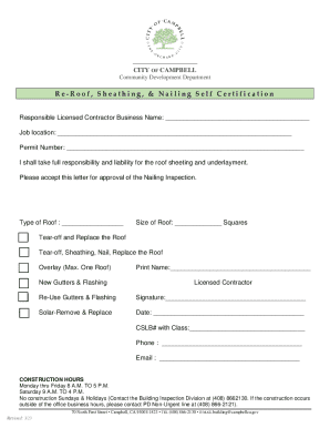 Roofing Self Certification Form