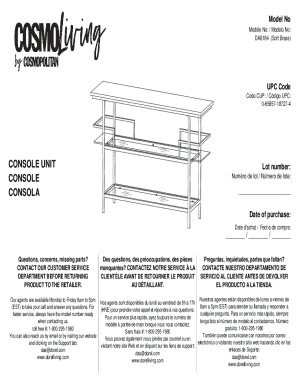 Console Unit Warranty and Customer Service Form