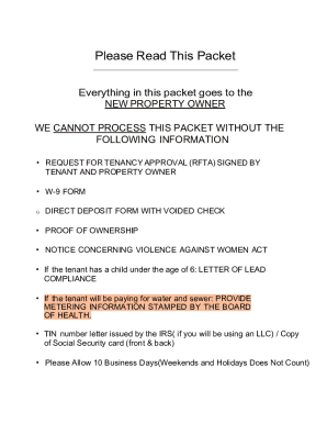 Request for Tenancy Approval Packet