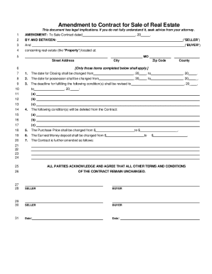 Amendment to Contract for Sale of Real Estate