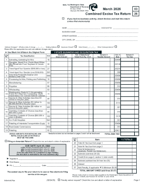 Washington State Combined Excise Tax Return