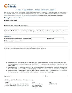 Letter of Explanation – Annual Household Income