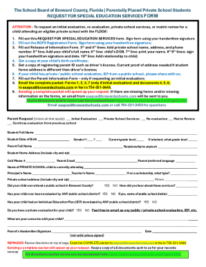 Request for Special Education Services Form