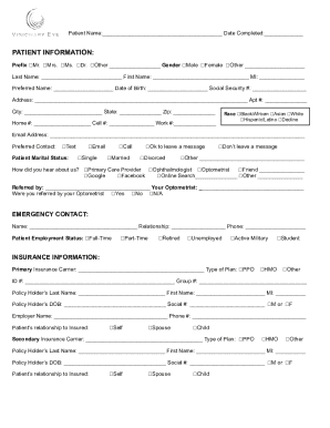Visionary Eye Patient Registration and Consent Forms
