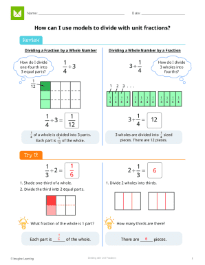 Dividing with Unit Fractions Worksheet