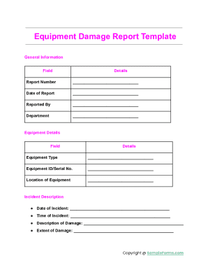 Equipment Damage Report Template