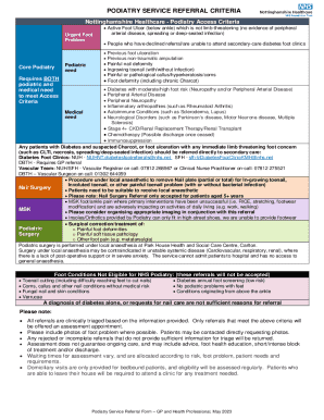 Podiatry Service Referral Form