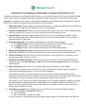 Authorization for Release of Health Information Form