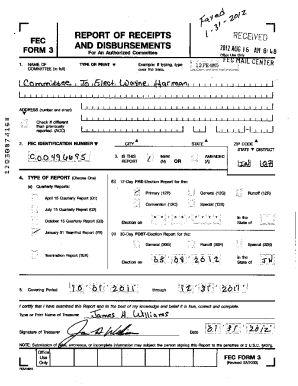 FEC Form 3 Report of Receipts and Disbursements