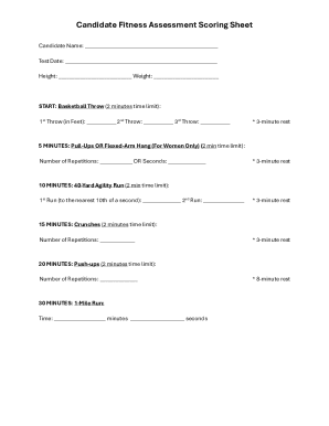 Candidate Fitness Assessment Scoring Sheet