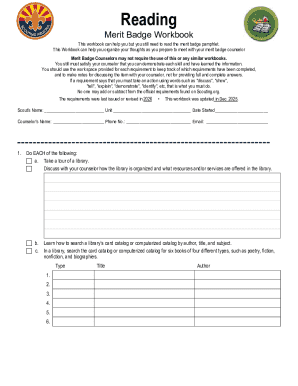 Reading Merit Badge Workbook