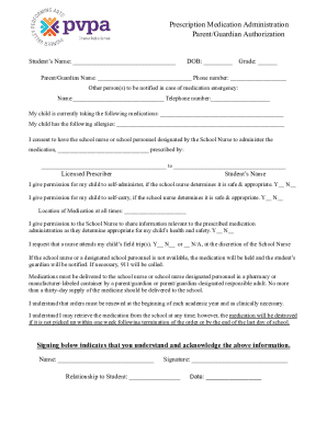 School Medication Administration Consent Form