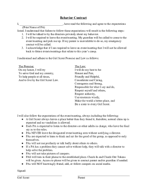 Girl Scout Behavior Contract
