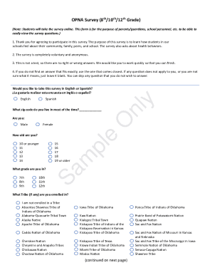 OPNA Survey for 8th/10th/12th Grade Students